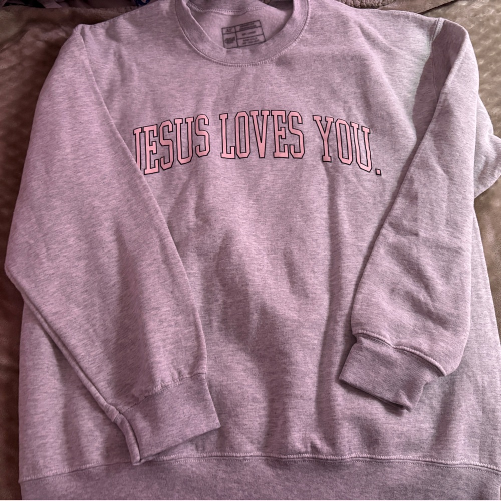 Classic Gray 'Jesus Loves You' Sweatshirt
